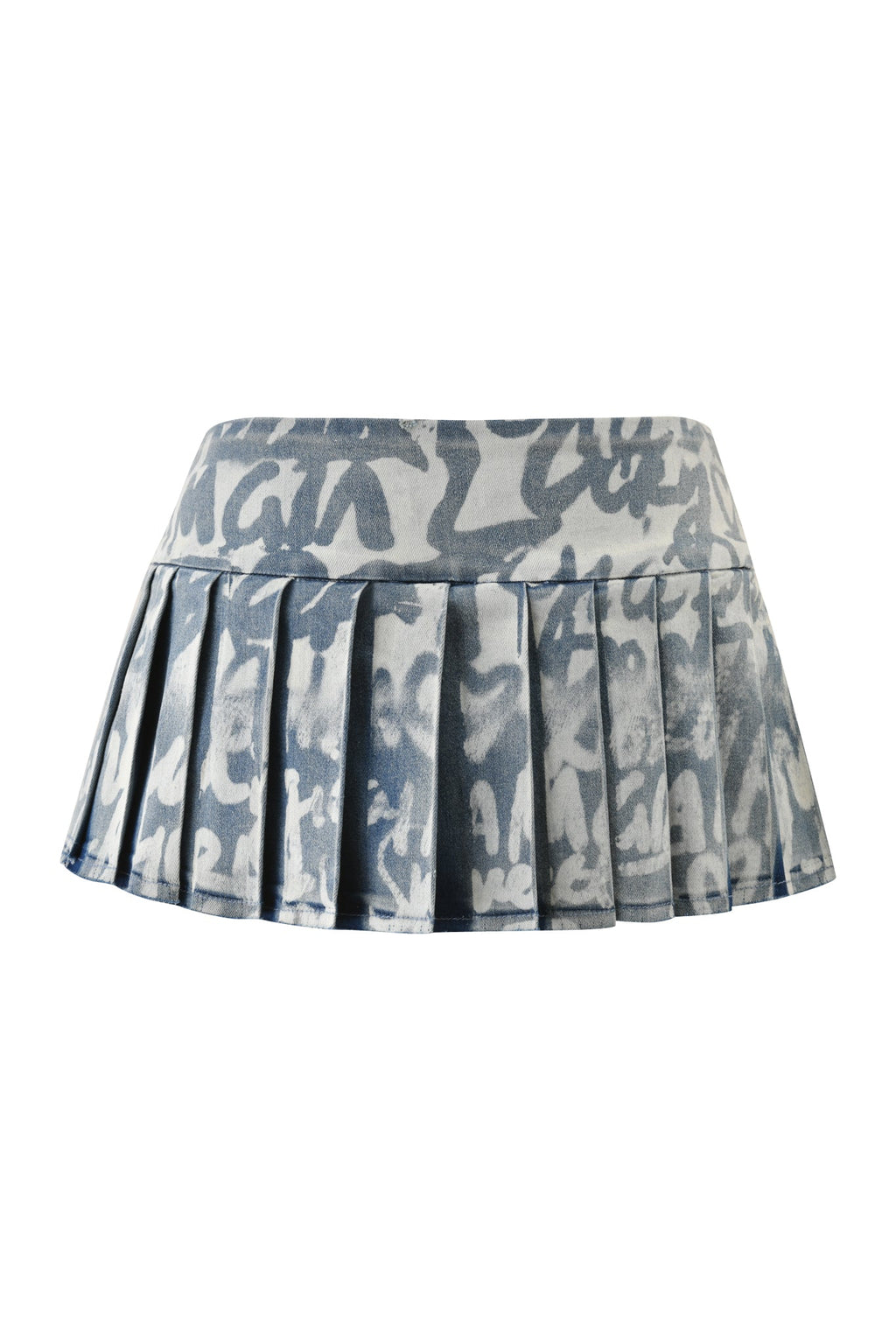 REMINI DISTRESSED DENIM SKORT - GRAFFITI LIGHT WASH