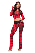 BLARE FOLDOVER TRACKPANT - RED AND BLACK STRIPE